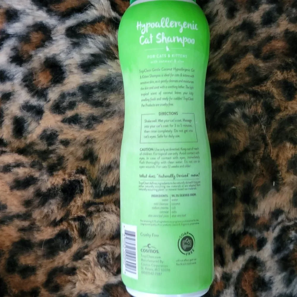 Tropiclean Hypoallergenic Cat Kitten Shampoo Coconut 12 oz New!